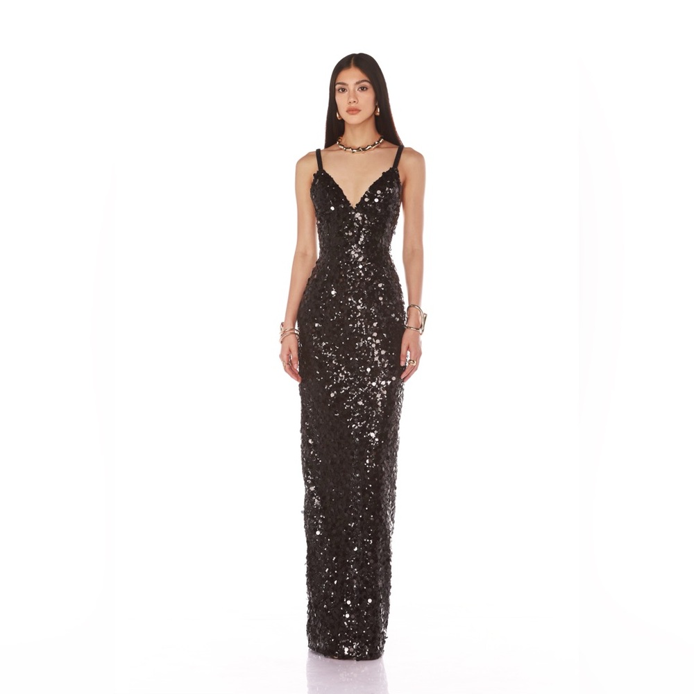 Bronx and Banco Black Allegra Sequin Maxi Dress